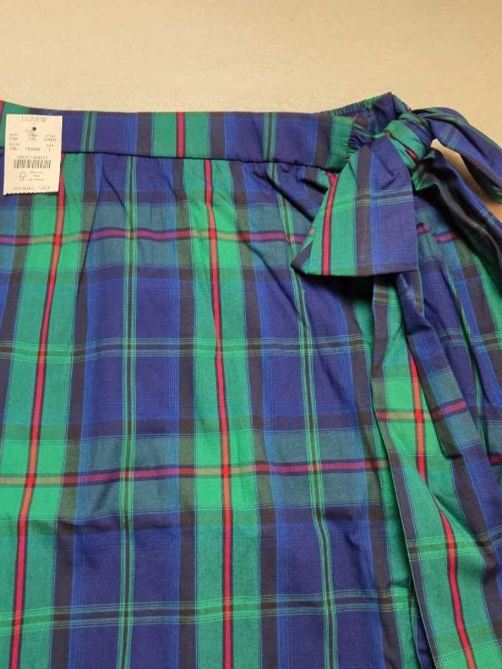 New L J.Crew Factory poplin midi wrap skirt in Fairmont Blue winter plaid - Picture 4 of 11